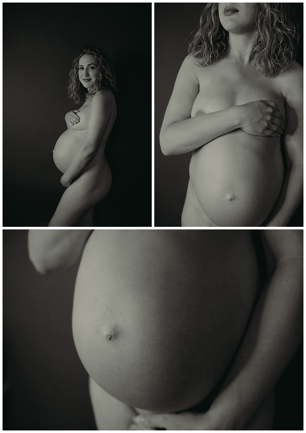 Mama to be holds body to embrace The Beauty of Maternity