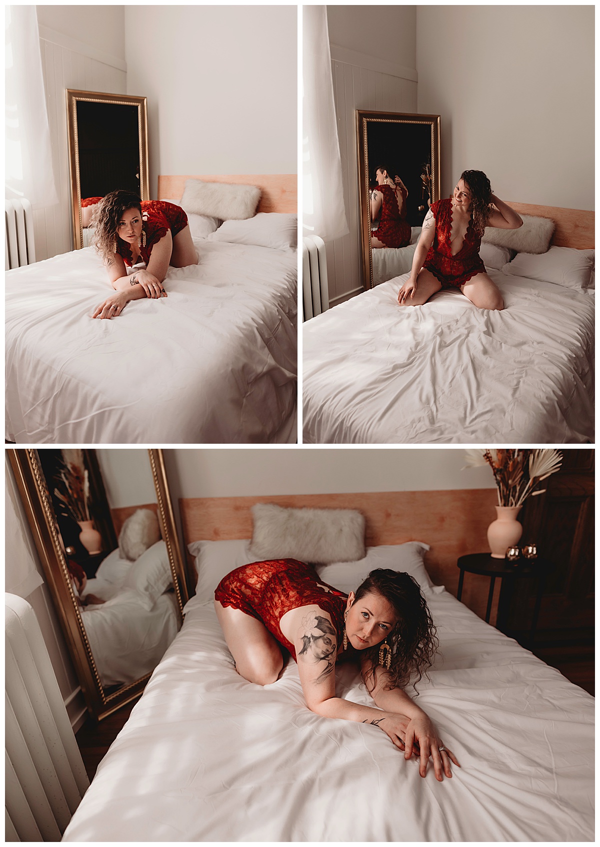 Adult in lingerie on bed for Boudoir Photography Minnesota