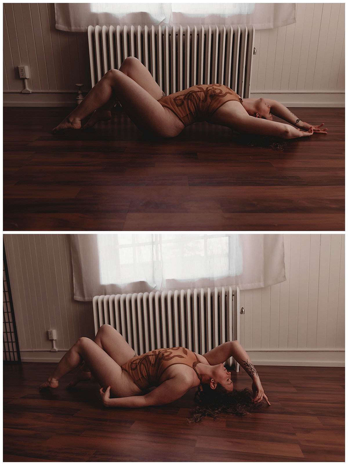 Adult lays on floor for Minneapolis Boudoir Photographer