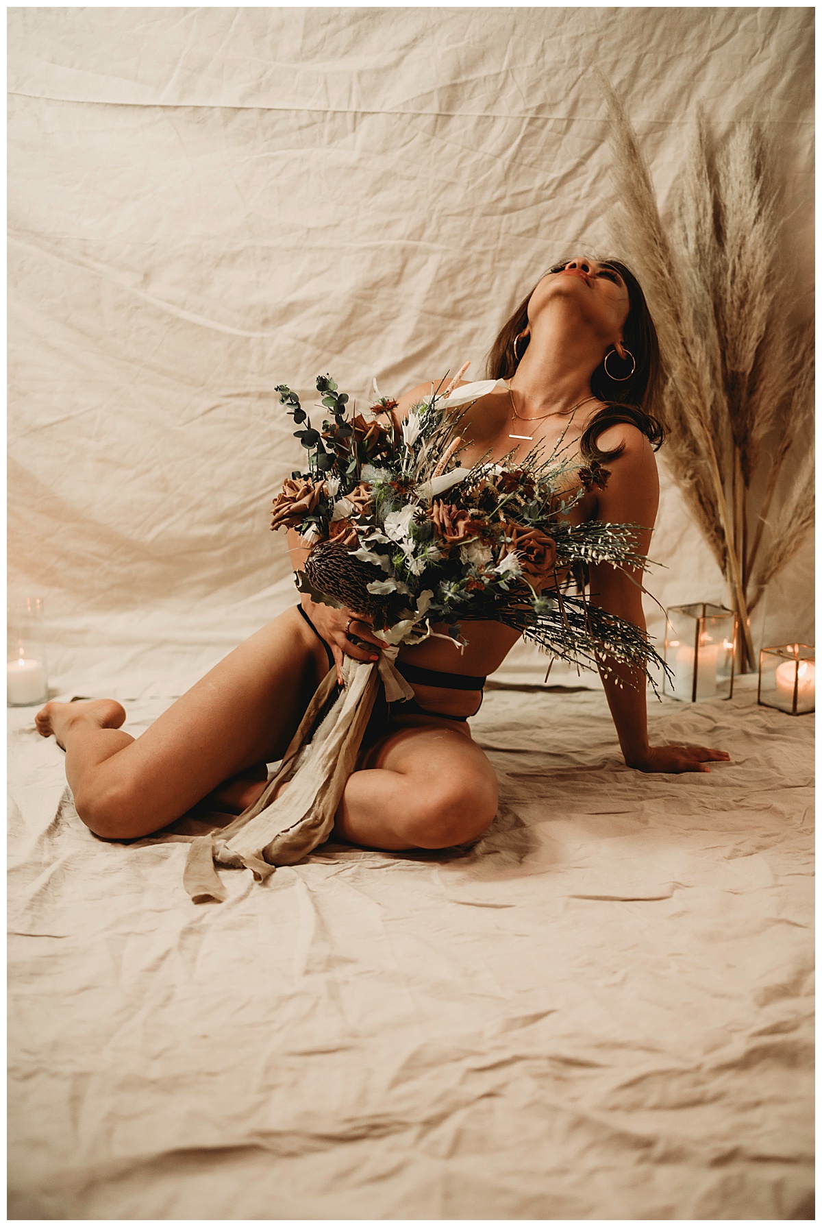 Person covers up with flowers for Boudoir Photography Minnesota